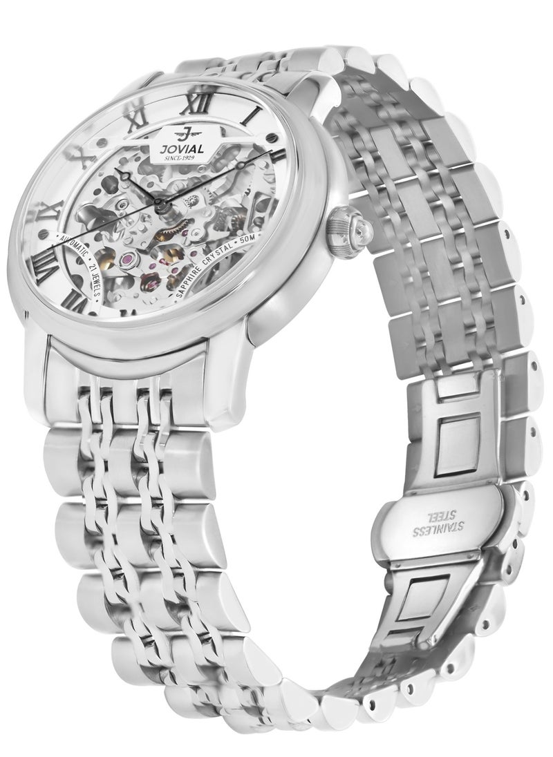 Jovial Men's Fashion metal band watch, 40mm, Silver  - Image 2