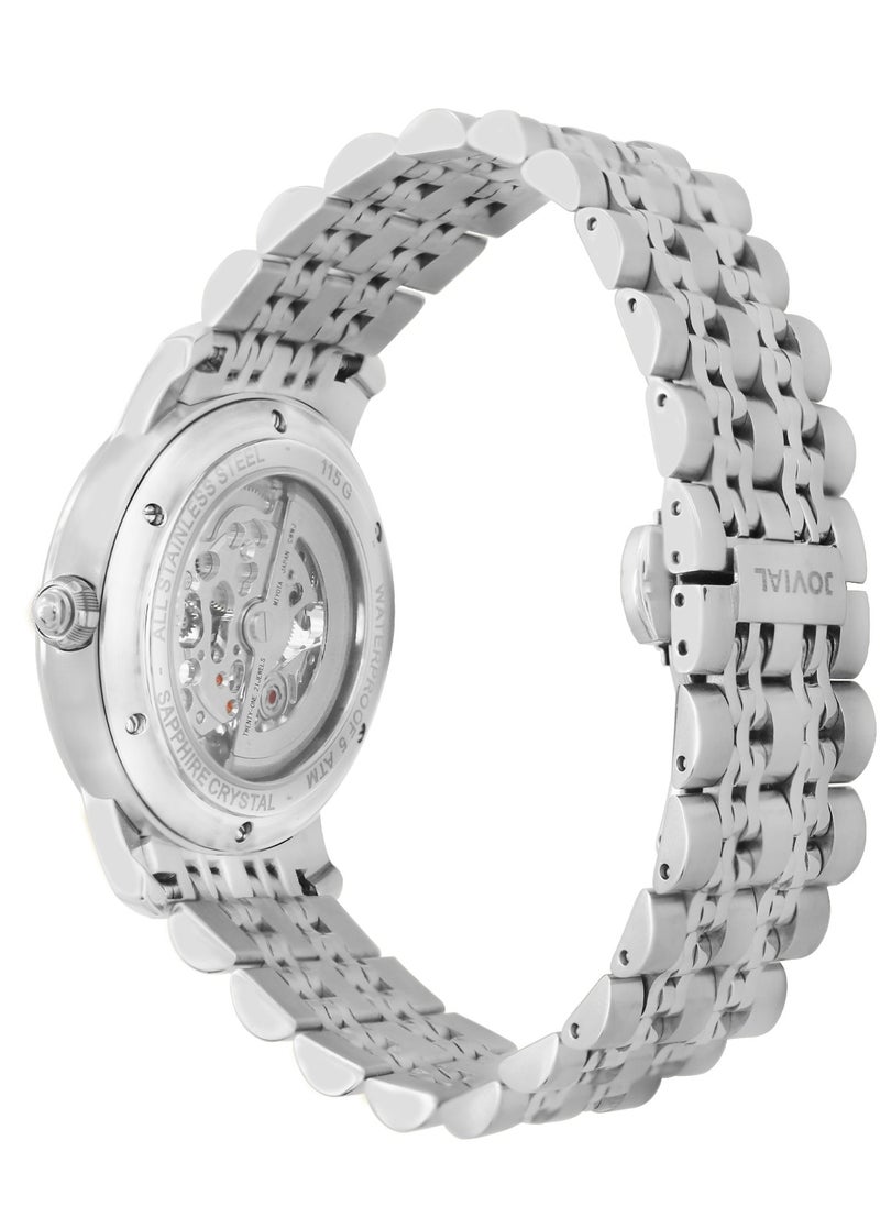 Jovial Men's Fashion metal band watch, 40mm, Silver  - Image 3