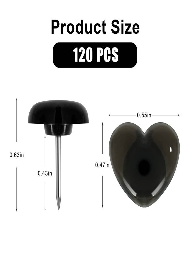 keepsweat Black Heart Push Pins,120-count Decorative Push Pins for Cork Board Plastic Thumb Tacks Steel Cute Push Pins for Bulletin Board Photo Wall Picture Maps Posters Note Home Office Supplies - Image 2