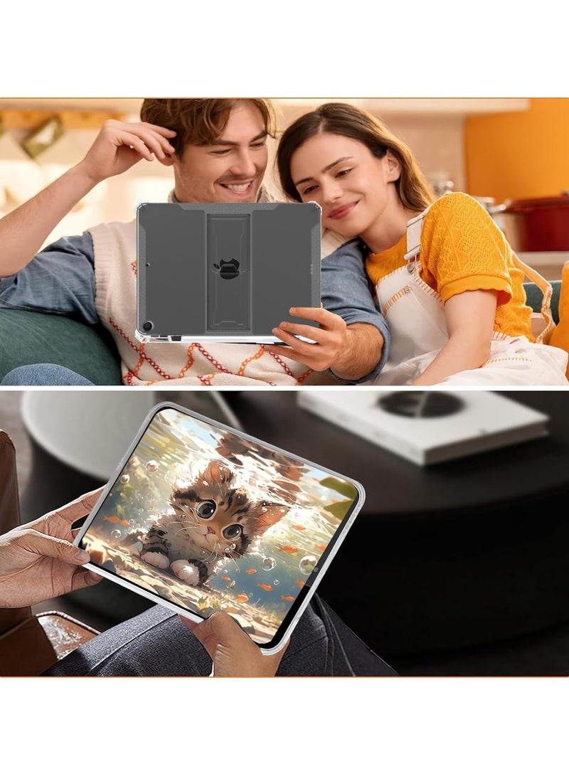 Transparent Stand Case for iPad 9.7 inch (2018/2017),iPad 6th/5th Generation Case Shockproof, Thin Slim Lightweight Anti-Yellowing Bumper, Kickstand Cover, with Pencil Holder - Clear - Image 2