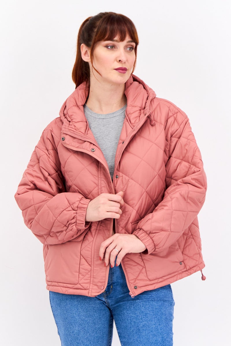 Bearpaw Women  Hooded Quilted Jacket, Rose Gold - Image 1