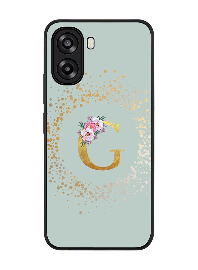 Stylizedd For Oppo A6x 5G / A6x 4G Case,Slim fit Camera Protection, Shockproof Thin Phone cover  - Custom Monogram Floral - G  (Light Grey ) - Image 1