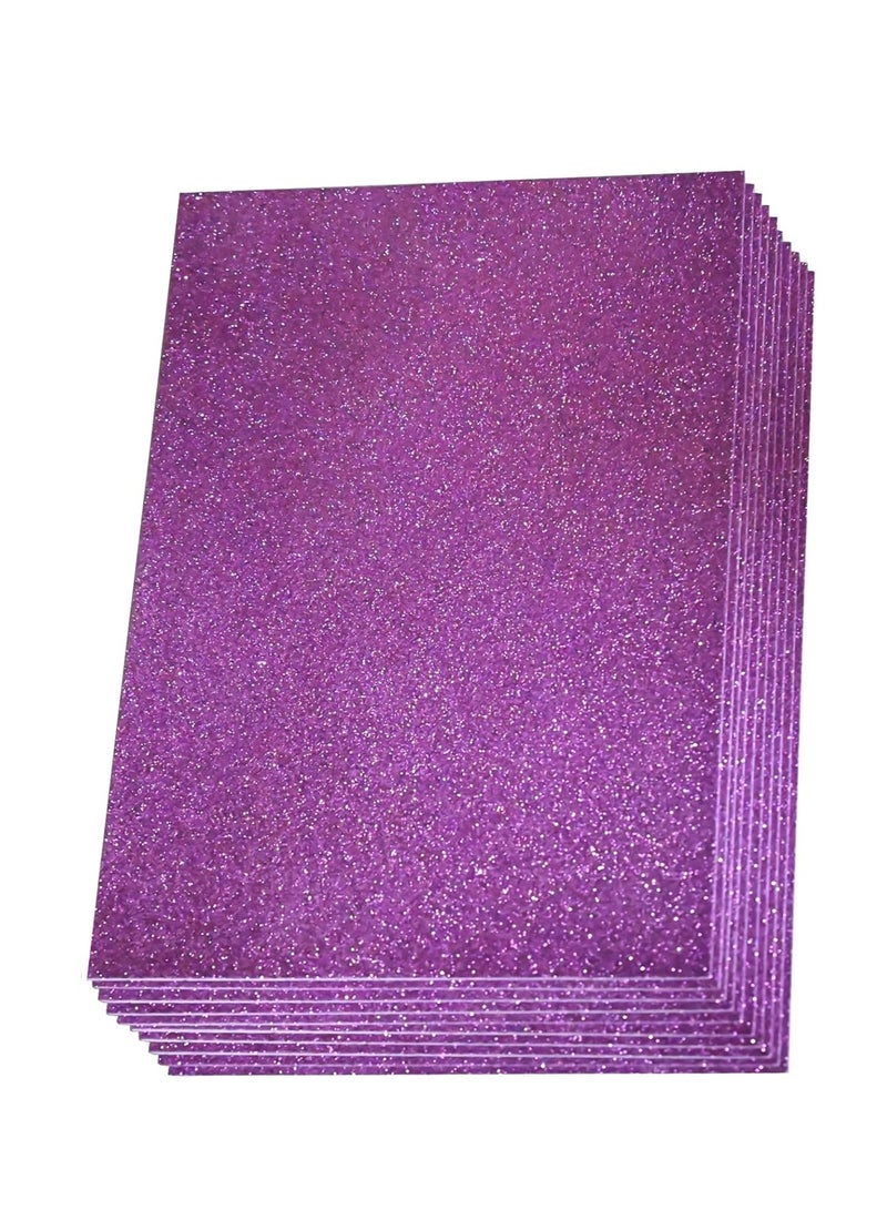 Generic 10-Piece 20CM X 15CM Chiisen Glitter Self Adhesive Eva Foam Sheet Purple  - Image 1