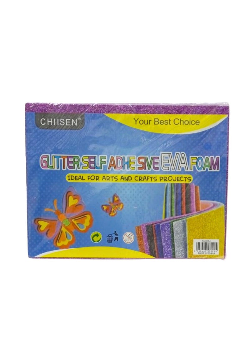 Generic 10-Piece 20CM X 15CM Chiisen Glitter Self Adhesive Eva Foam Sheet Purple  - Image 3