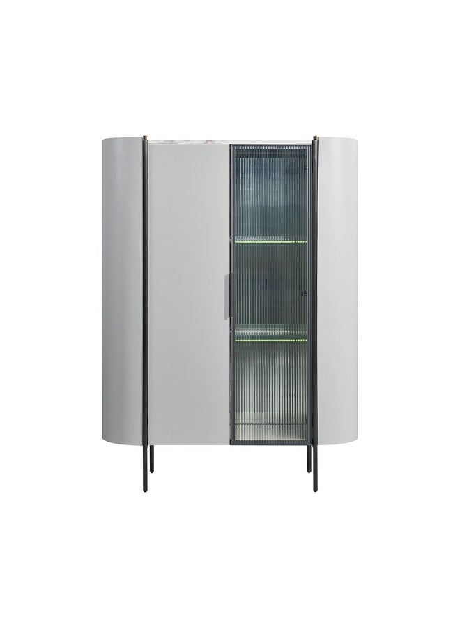 DANUBE HOME Lenwort Curio Display Cabinet | Strong And Sturdy Kitchen Organiser Rack | Modern Design Sideboard Cabinet Side Board For Dining Room Bar Kitchen L118xW40xH160cm - Beige/Black - Image 1