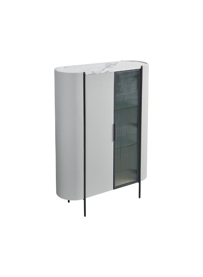 DANUBE HOME Lenwort Curio Display Cabinet | Strong And Sturdy Kitchen Organiser Rack | Modern Design Sideboard Cabinet Side Board For Dining Room Bar Kitchen L118xW40xH160cm - Beige/Black - Image 2