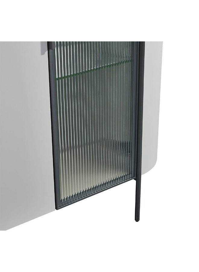 DANUBE HOME Lenwort Curio Display Cabinet | Strong And Sturdy Kitchen Organiser Rack | Modern Design Sideboard Cabinet Side Board For Dining Room Bar Kitchen L118xW40xH160cm - Beige/Black - Image 4