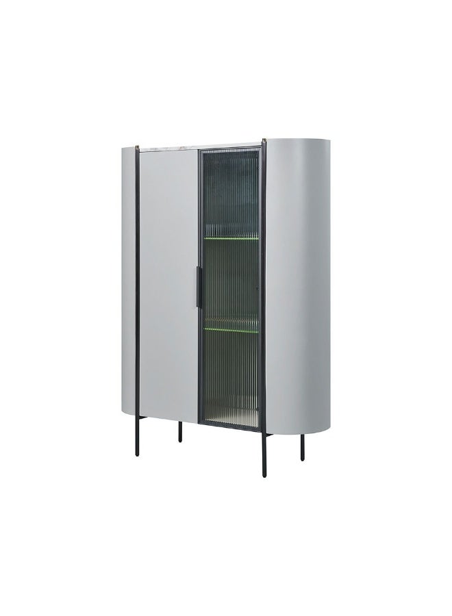 DANUBE HOME Lenwort Curio Display Cabinet | Strong And Sturdy Kitchen Organiser Rack | Modern Design Sideboard Cabinet Side Board For Dining Room Bar Kitchen L118xW40xH160cm - Beige/Black - Image 3