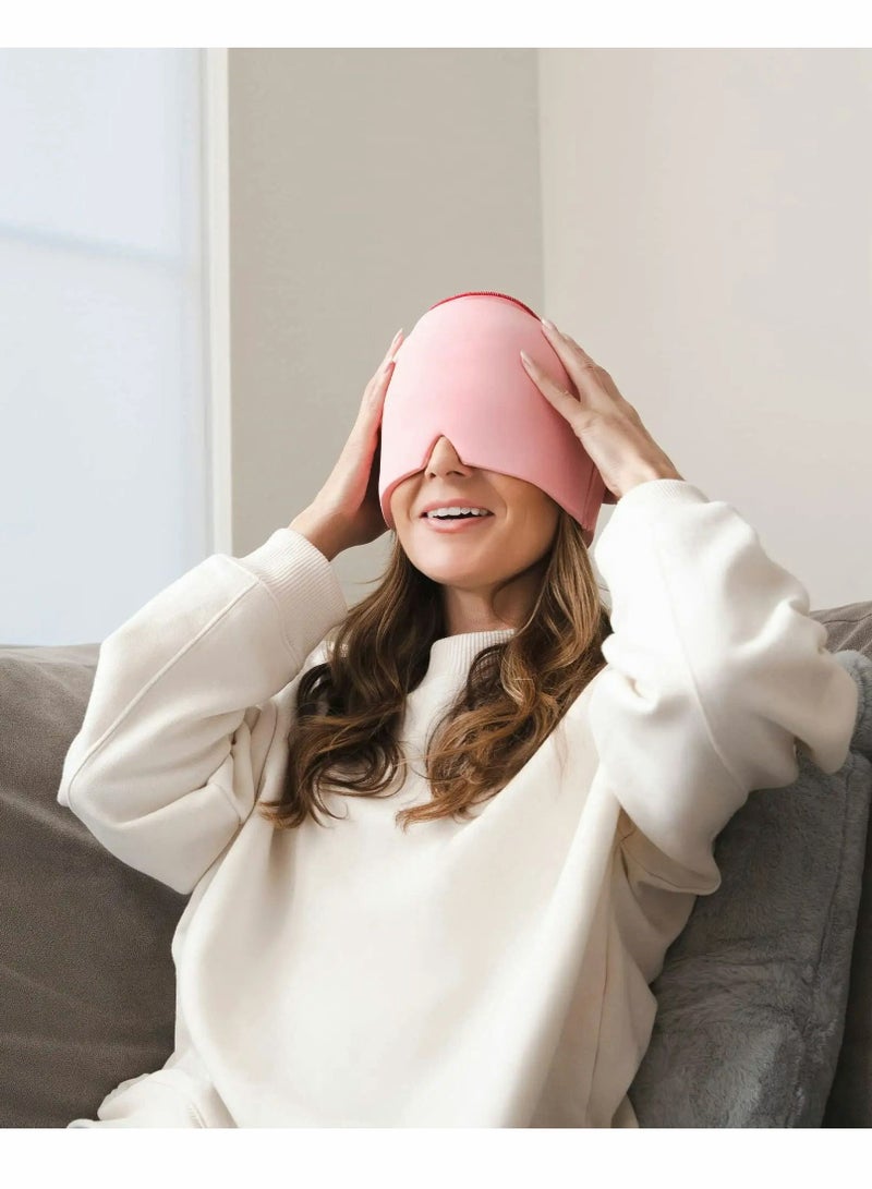 Bluejw Migraine Ice Head Wrap Form Fitting Gel Headache Relief Hat Cold Therapy Cap Pack Mask Compress For Tension Sinus Stress Pink - Image 4