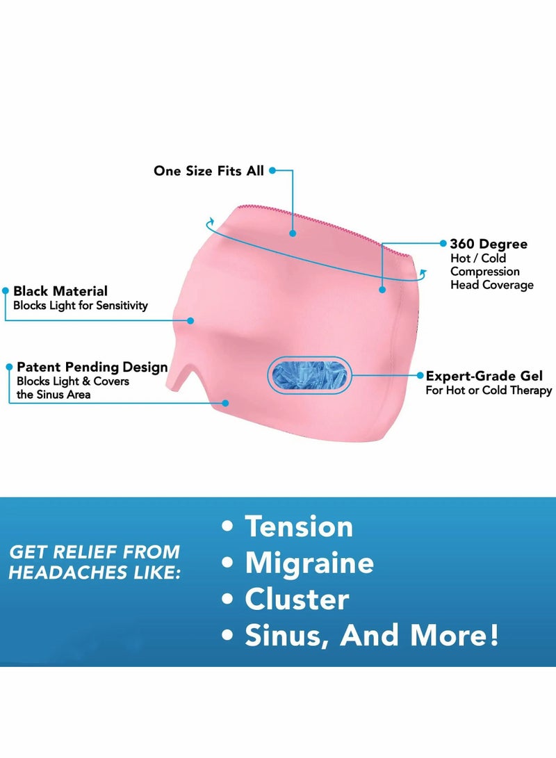 Bluejw Migraine Ice Head Wrap Form Fitting Gel Headache Relief Hat Cold Therapy Cap Pack Mask Compress For Tension Sinus Stress Pink - Image 2