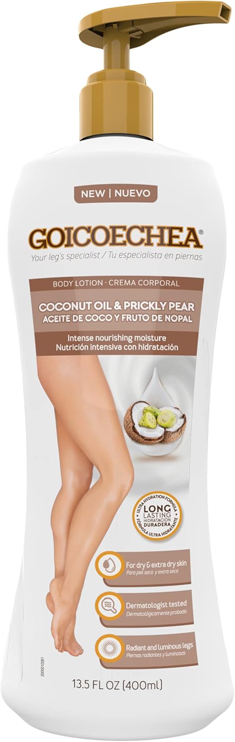 Goicoechea Intense Nourishment Body Lotion with Coconut Oil Prickly Pear Womens Lotion for Dry Skin Body Cream and Moisturizer for Dry Skin Varicose Veins Cream for Legs 135 fl oz 1Pack