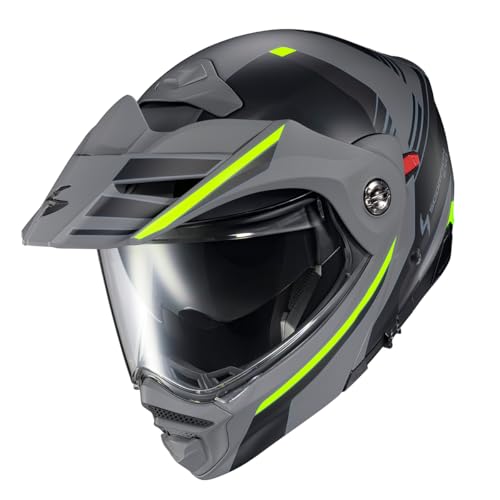ScorpionEXO AT960 Modular Adventure Street Motorcycle Helmet with Bluetooth Ready Speaker Pockets DOT ECE Approved Monk GreyHiViz Large - Image 3