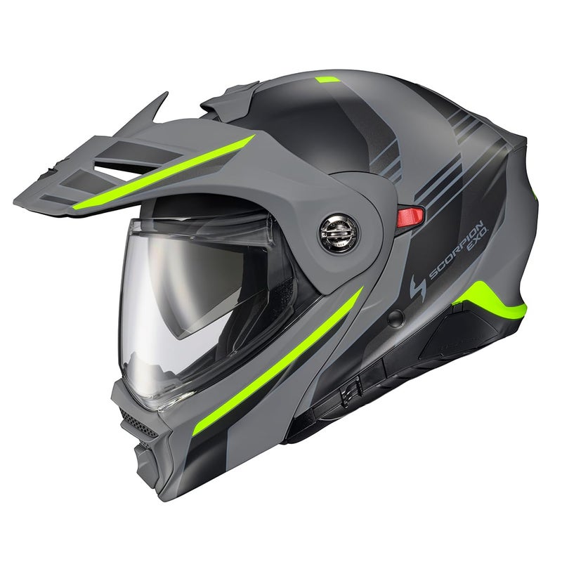 ScorpionEXO AT960 Modular Adventure Street Motorcycle Helmet with Bluetooth Ready Speaker Pockets DOT ECE Approved Monk GreyHiViz Large - Image 2