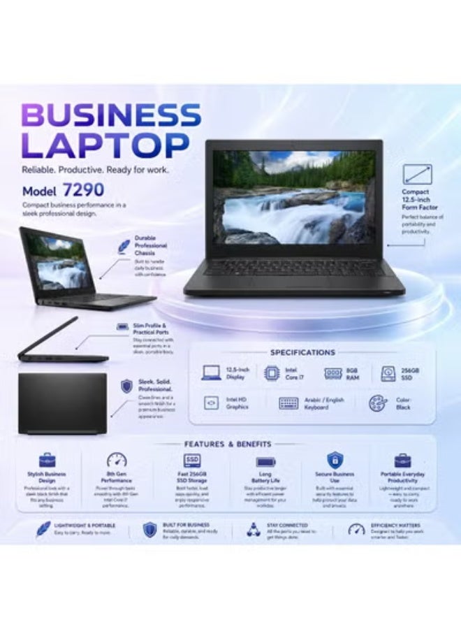 لابتوب أعمال 12.5 بوصة بمعالج فئة i7 وذاكرة 8 جيجابايت وتخزين 256 جيجابايت SSD ورسوميات مدمجة مع شنطة وماوس وستاند للعمل والإنتاجية - Image 3