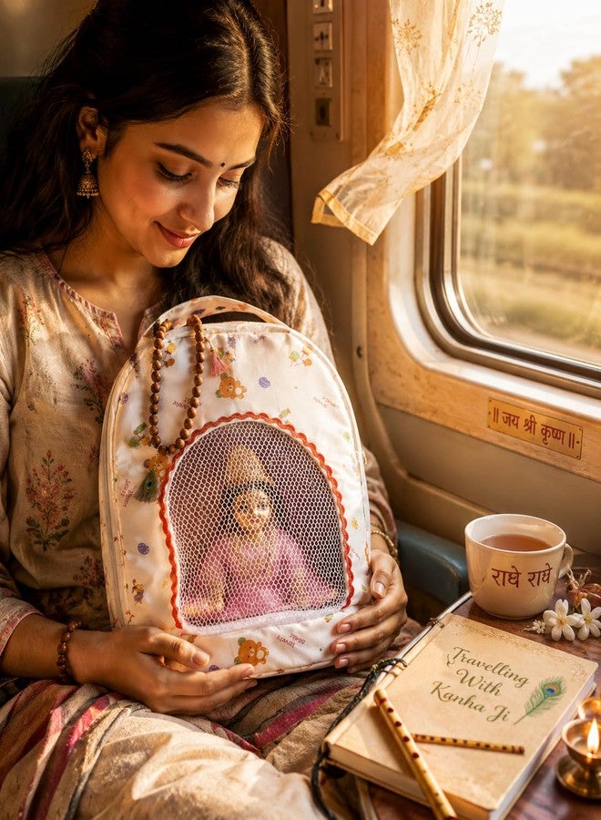 ILuvVastram Laddu Gopal Travel Bag | Printed Handbag with Zipper Closure | Fits Laddu Gopal Idol Size 0, 1, 2, 3, 4 | Random Colors & Patterns - Image 3