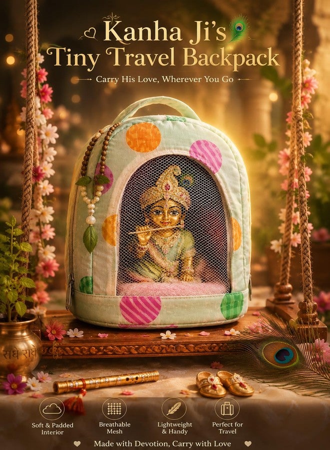 ILuvVastram Laddu Gopal Travel Bag | Printed Handbag with Zipper Closure | Fits Laddu Gopal Idol Size 0, 1, 2, 3, 4 | Random Colors & Patterns - Image 5