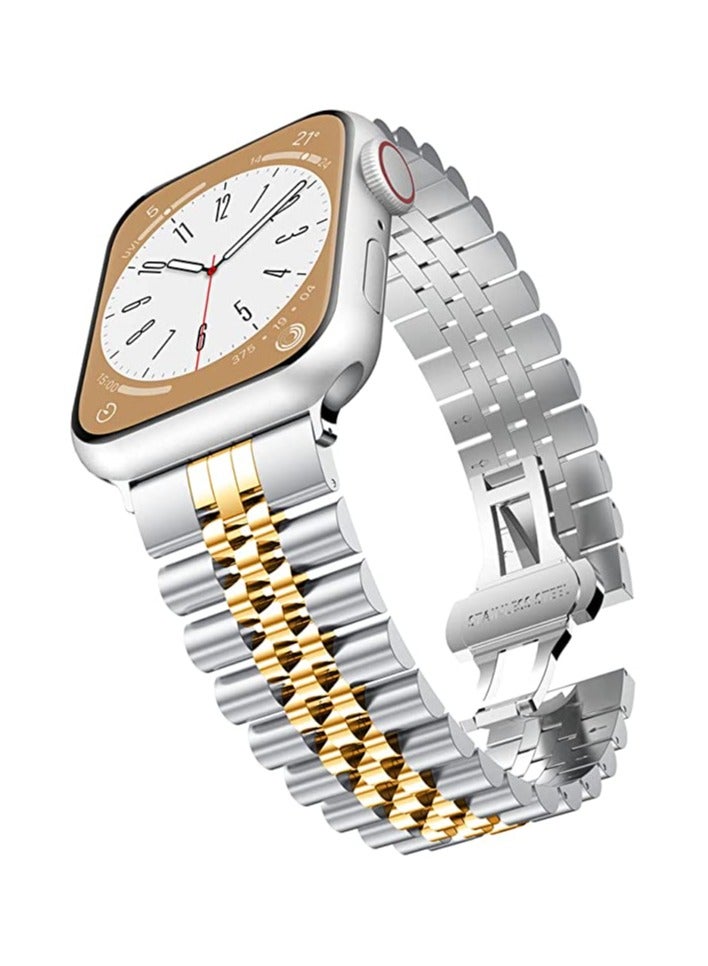 Compatible with Apple Watch Band Series 5 44mm 42mm, Stainless Steel iWatch Band with Butterfly Folding Clasp for iWatch Band Series 5/4/3/2/1 - Image 1