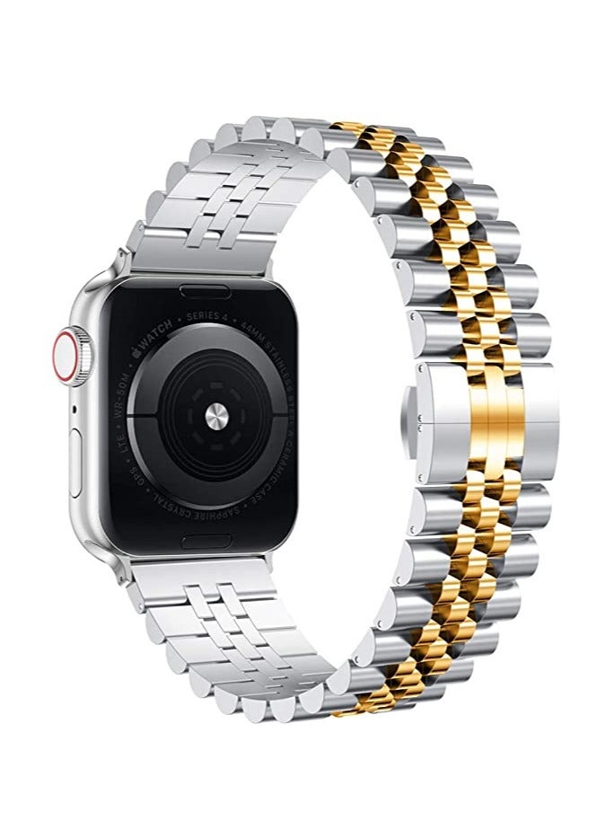 Compatible with Apple Watch Band Series 5 44mm 42mm, Stainless Steel iWatch Band with Butterfly Folding Clasp for iWatch Band Series 5/4/3/2/1 - Image 2
