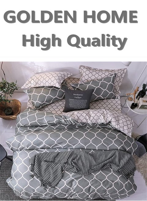 6 Piece King/Queen/Single size, striped pattern duvet cover set. set includes 1 Comforter Cover, 1 Fitted Bedsheet, 4 Pillowcases