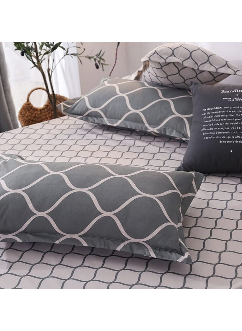 GOLDEN HOME طقم غطاء لحاف بنمط مخطط مكون من 6 قطع مقاس كينج/كوين/مفرد. تتضمن المجموعة 1 غطاء لحاف، 1 ملاءة سرير جاهزة، 4 أكياس وسائد  - Image 4