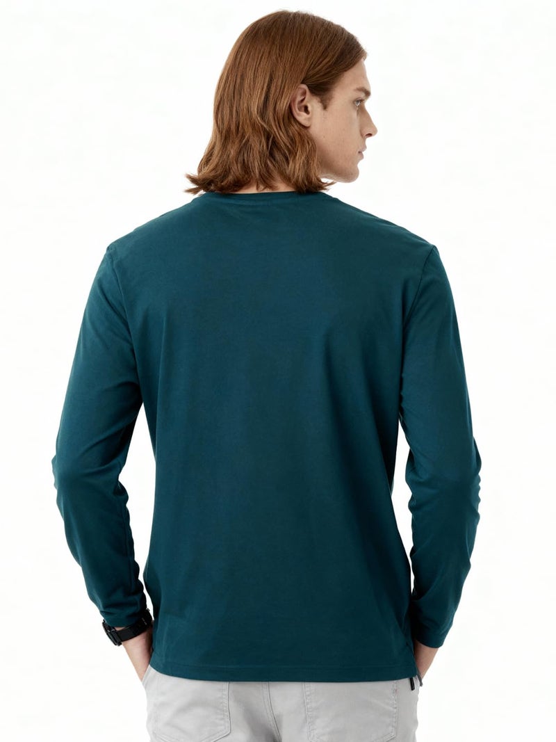 DAMENSCH Men Soft, Body-Adaptive, Fade-Proof & Anti-Pilling Full Sleeve T-Shirts - Stanley Teal - M - Image 4