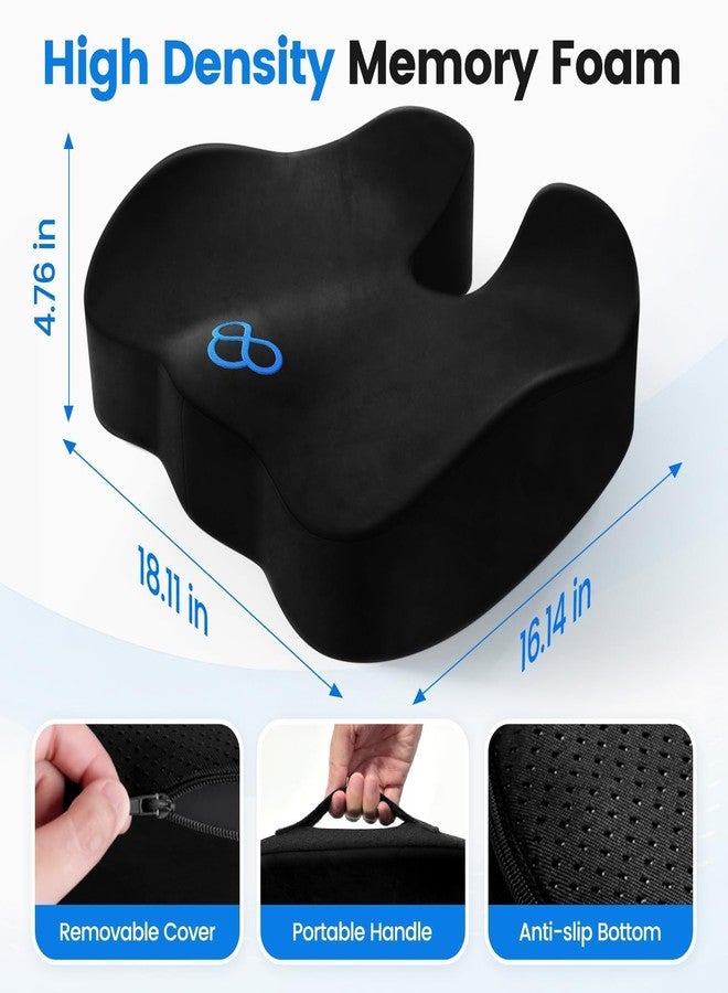 SofterCharm Seat Cushion with Carry Handle, Memory Foam for Tailbone/Sciatica Easing, Chair Cushions for Cars, Desks, Office Chair Cushion with Non-Slip Design, Ideal for Post-Surgery Recovery (Black) - Image 2