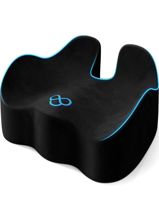 SofterCharm Seat Cushion with Carry Handle, Memory Foam for Tailbone/Sciatica Easing, Chair Cushions for Cars, Desks, Office Chair Cushion with Non-Slip Design, Ideal for Post-Surgery Recovery (Black) - Image 1
