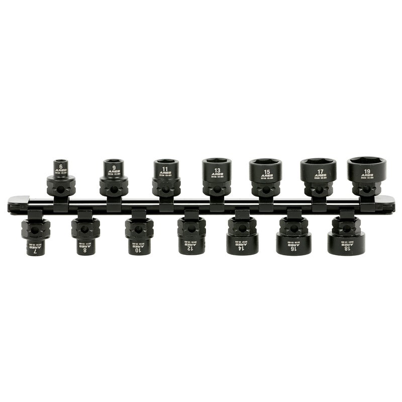 ARES 29018 â€“ 14-Piece 3/8-Inch Drive Metric Low Profile Nano Impact Socket Set â€“ Impact Grade Sockets Offer Greater Clearance Than Typical Shallow Sockets â€“ Includes Aluminum Storage Rail - Image 1
