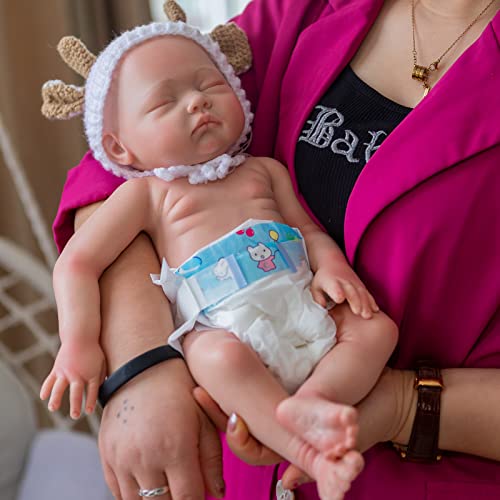 OCSDOLL Realistic Newborn Baby Doll 19inch 65Lbs Platinum Liquid Full Solid Soft Silicone Reborn Babies Girl Lifelike Weighted Sleeping Doll Closed Eyes - Image 1
