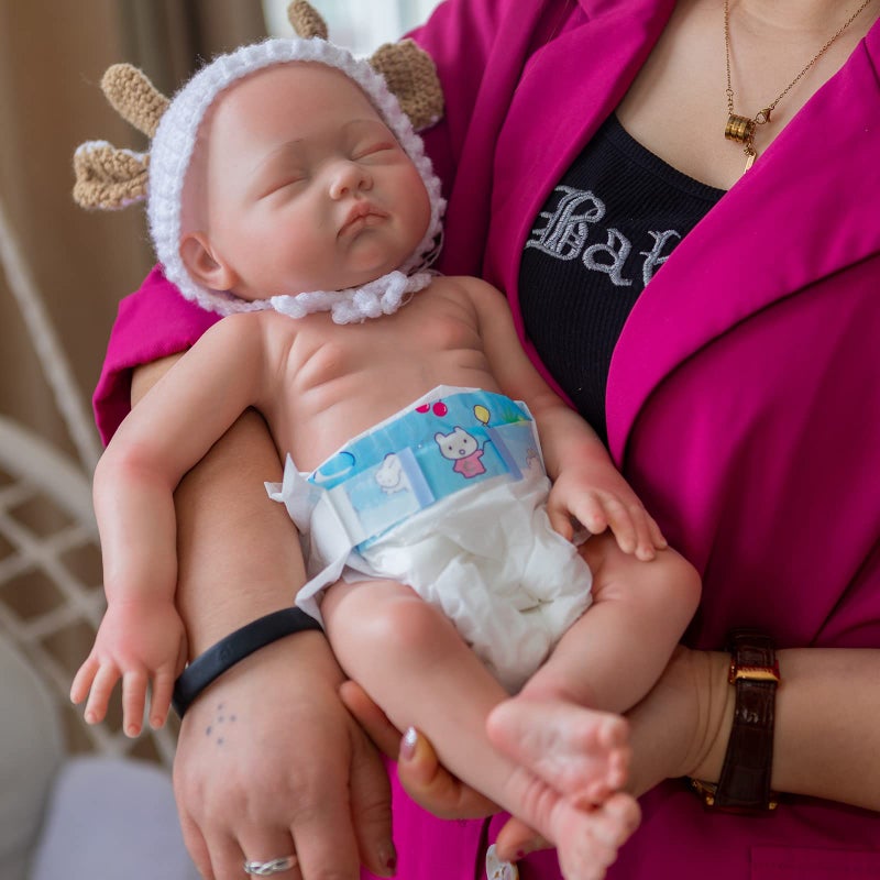 OCSDOLL Realistic Newborn Baby Doll 19inch 65Lbs Platinum Liquid Full Solid Soft Silicone Reborn Babies Girl Lifelike Weighted Sleeping Doll Closed Eyes - Image 2