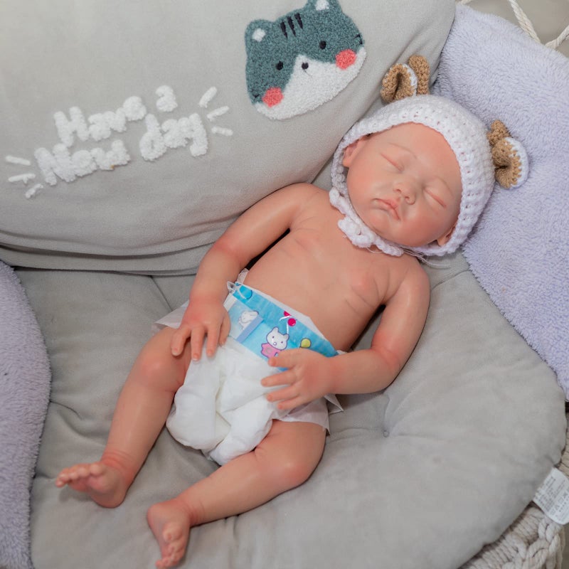 OCSDOLL Realistic Newborn Baby Doll 19inch 65Lbs Platinum Liquid Full Solid Soft Silicone Reborn Babies Girl Lifelike Weighted Sleeping Doll Closed Eyes - Image 3