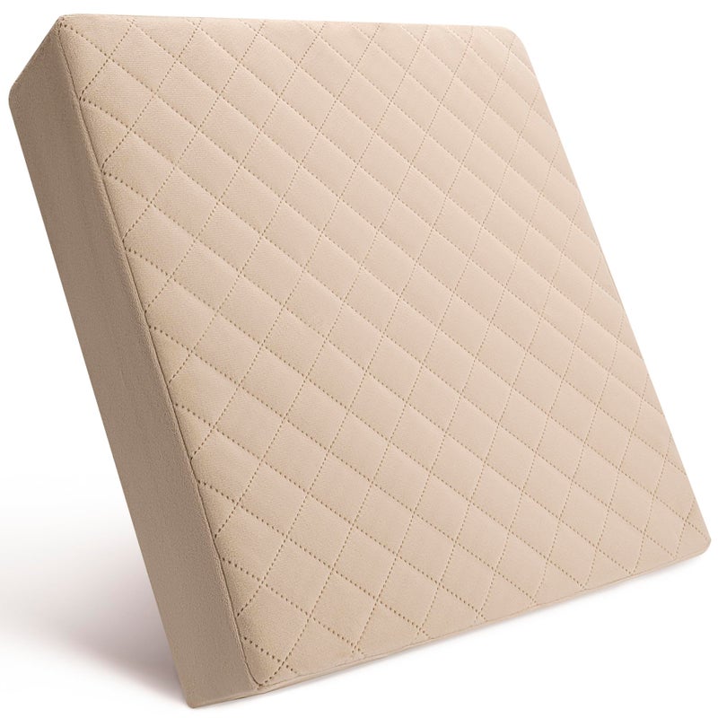 COMFORTANZA Soft 18x18x3 Memory Foam Seat Cushion for Kitchen Dining Office Chairs Car Seats  Washable Velvety Cover with Waterproof Layer  NonSlip Base  Comfort  Back Pain Relief  Beige