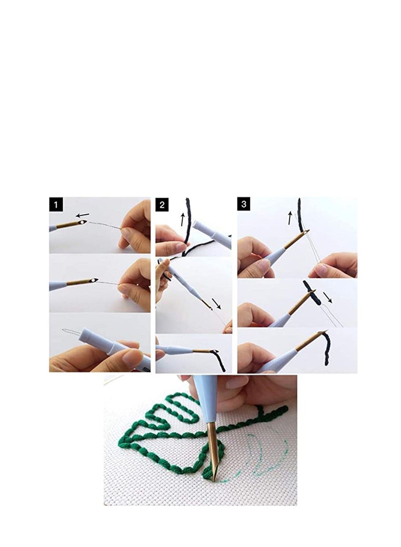 Series of Scenery Punch Needle Embroidery Starter Kits Punch Needle Tool, DIY Rug Hooking Kit for Adults Kids Beginner with Adjustable Embroidery Pen Yarn Rug Punch Needle Hoop - Image 4