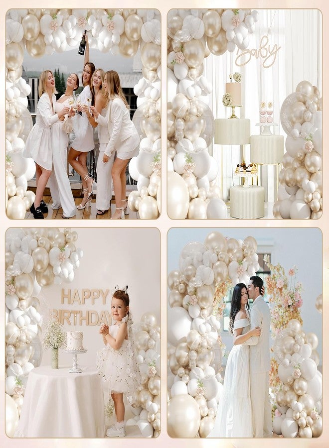 NUTTYBASH White Balloon Arch Garland Kit 103Pcs Double Stuffed Pearl White Clear Balloons Different Size for Wedding Birthday Baby Shower Birdal Shower Engagement Anniversary Party Decorations - Image 4