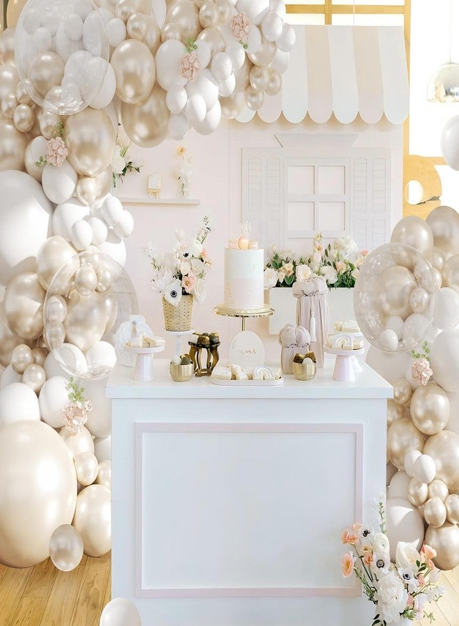 NUTTYBASH White Balloon Arch Garland Kit 103Pcs Double Stuffed Pearl White Clear Balloons Different Size for Wedding Birthday Baby Shower Birdal Shower Engagement Anniversary Party Decorations - Image 2