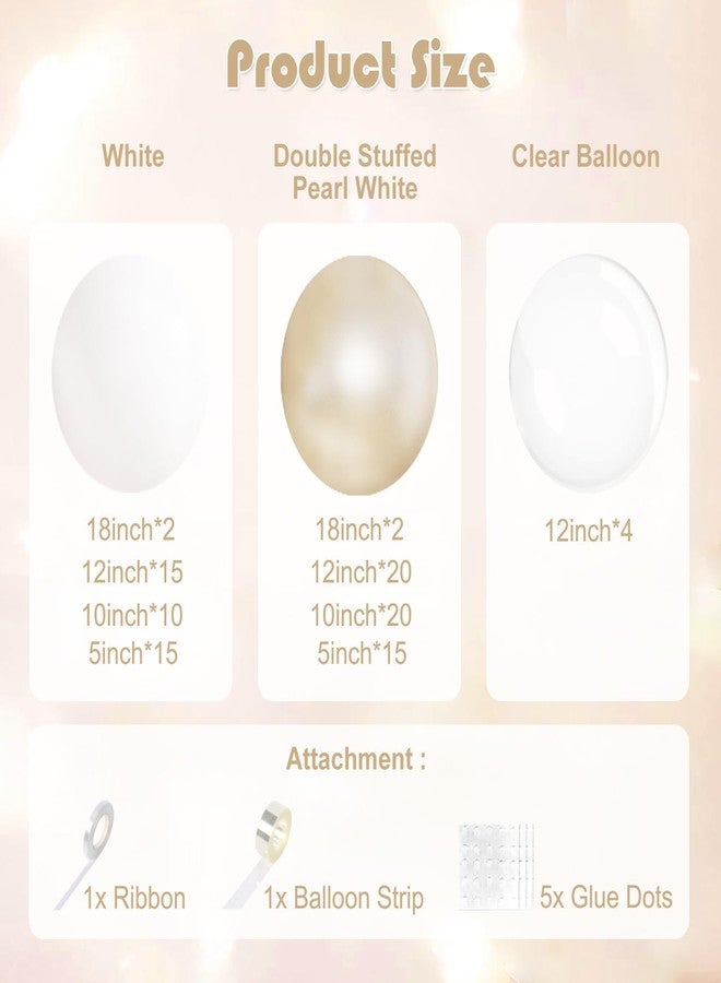NUTTYBASH White Balloon Arch Garland Kit 103Pcs Double Stuffed Pearl White Clear Balloons Different Size for Wedding Birthday Baby Shower Birdal Shower Engagement Anniversary Party Decorations - Image 5