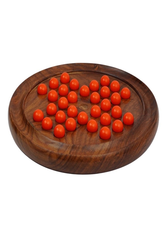 Toolart Wooden Solitaire Board Game in with Acrylic Beads 16mm Brain-vita Unique Game 9" - Best Gift for Kids, Teens & Adults Made in India (Solitaire_R) - Image 1