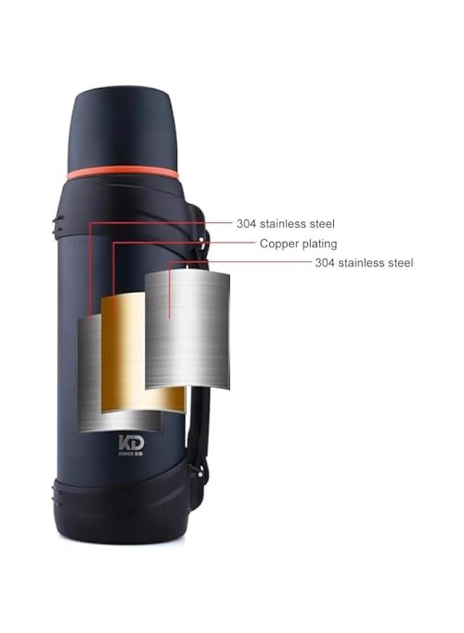 HOOKOR Large flask- 2.5L Stainless Steel Insulated Bottle for Travel with BPA Free Cup Oversized Vacuum Insulated Thermoses with Handle and Strap for Hot & Cold Drink - Image 3