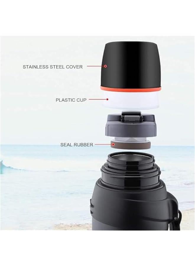 HOOKOR Large flask- 2.5L Stainless Steel Insulated Bottle for Travel with BPA Free Cup Oversized Vacuum Insulated Thermoses with Handle and Strap for Hot & Cold Drink - Image 4