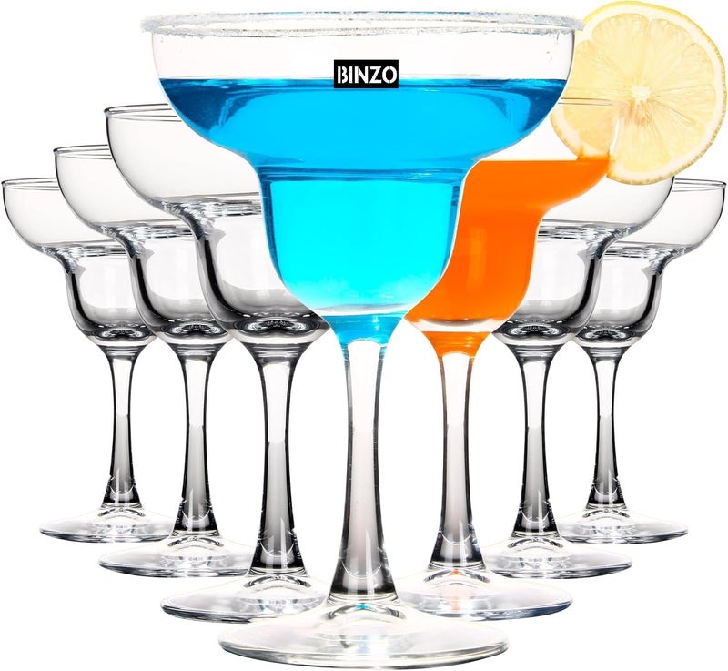 BINZO BINZO Margarita Cocktail Glasses Set of 6 240 ml Glasses for Parties Martini Mocktail Pina Coladas Cosmopolitan Champagne Coupe Wine Juice Dessert 6  - Image 1
