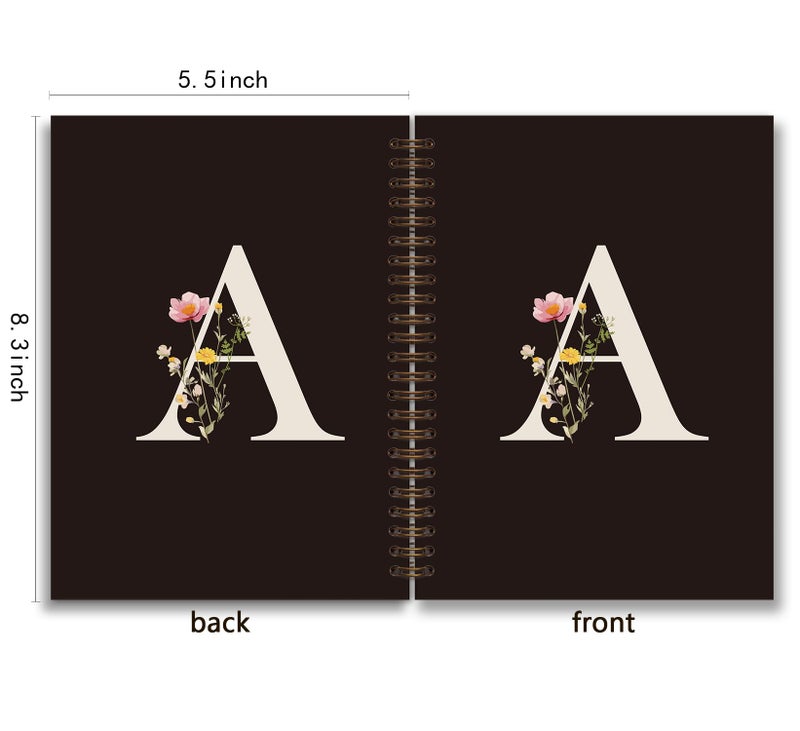 foedor Trendy Personalized Journal Hardcover Spiral Notebook,Black Initial Letter A Notebook,Monogrammed Gifts for Women Teen Girl,College Ruled Hardcover Spiral Notebook 5.5 x 8.3 - Image 2
