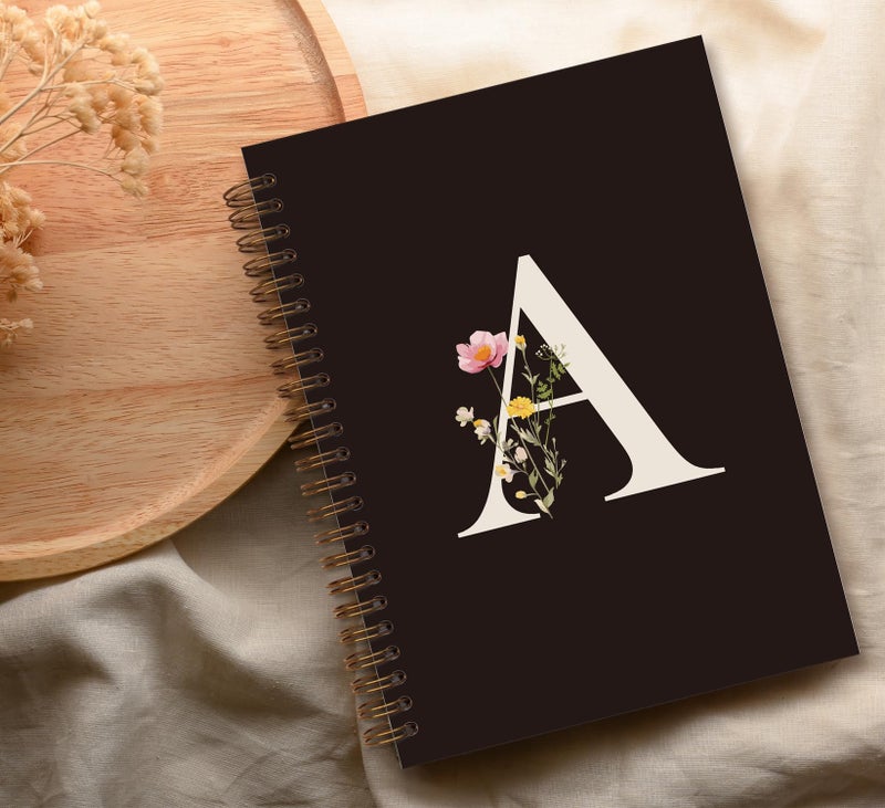 foedor Trendy Personalized Journal Hardcover Spiral Notebook,Black Initial Letter A Notebook,Monogrammed Gifts for Women Teen Girl,College Ruled Hardcover Spiral Notebook 5.5 x 8.3 - Image 5