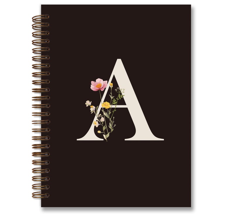 foedor Trendy Personalized Journal Hardcover Spiral Notebook,Black Initial Letter A Notebook,Monogrammed Gifts for Women Teen Girl,College Ruled Hardcover Spiral Notebook 5.5 x 8.3 - Image 1