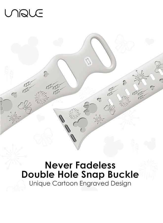 Unique Engraved Bands Compatible with Apple Watch Band 38mm 40mm 41mm 42mm 44mm 45mm Women, Soft Silicone Sport Strap Lovely Wristband for iWatch Bands Series 9/8/7/6/5/4/3/2/1/SE（Starlight Color） - Image 4