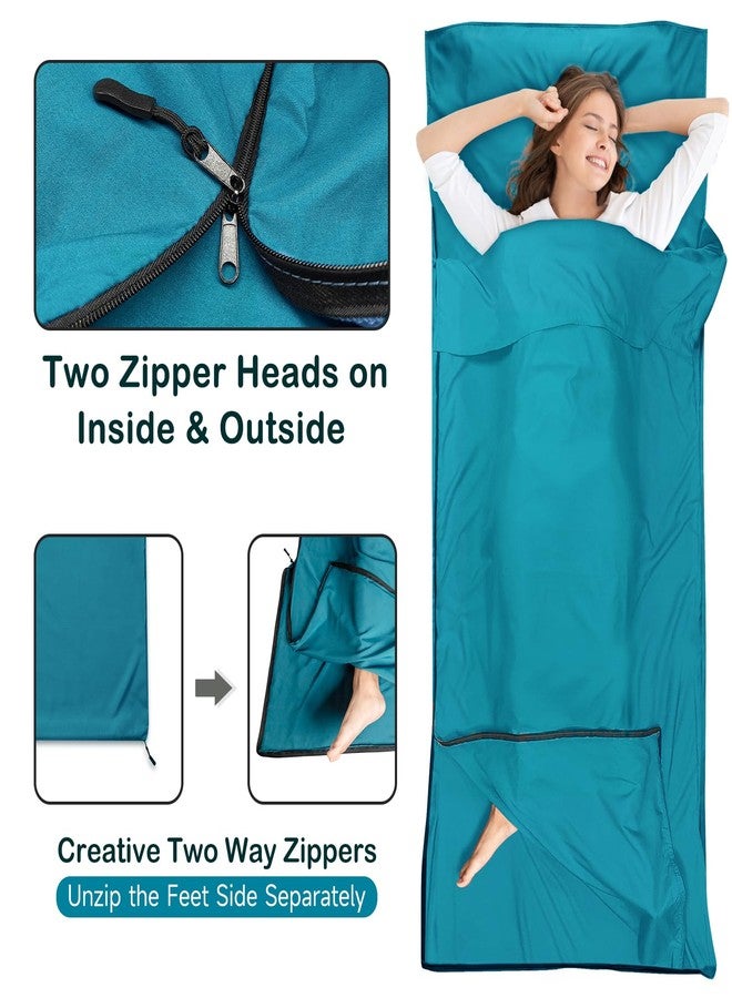 WILLNORN Sleeping Bag Liner, Ultralight Silky Satin Adult Sleep Sack & Self Tan Sleep Sack with Two-Way-Zipper, Single Camping Sheet & Travel Sheets for Hotel - Image 5