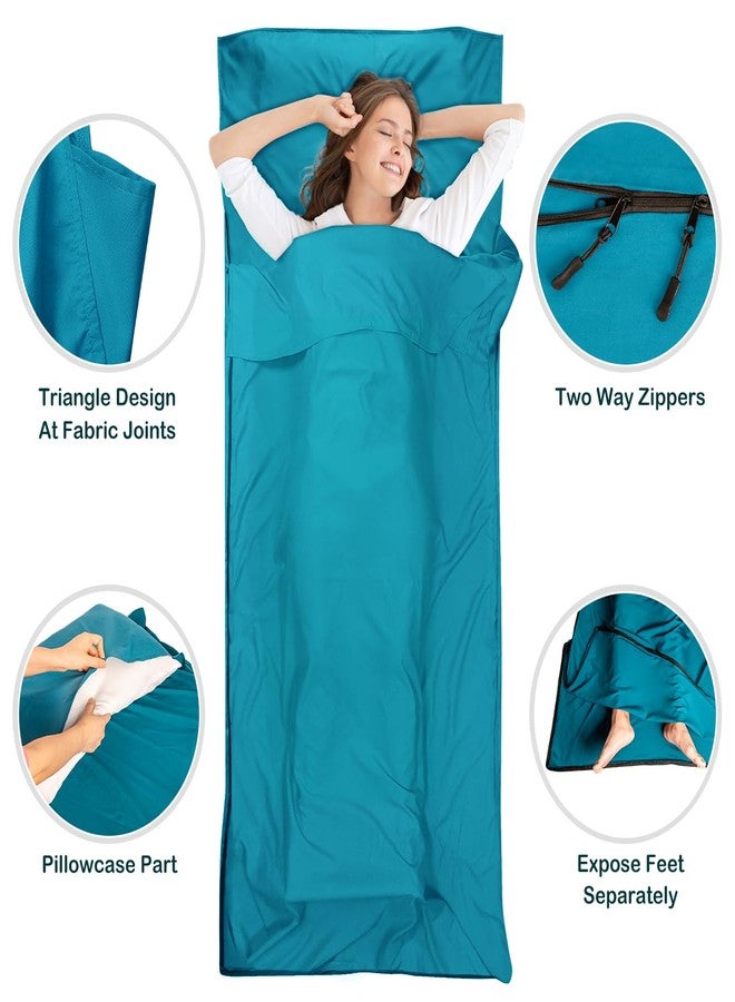 WILLNORN Sleeping Bag Liner, Ultralight Silky Satin Adult Sleep Sack & Self Tan Sleep Sack with Two-Way-Zipper, Single Camping Sheet & Travel Sheets for Hotel - Image 4