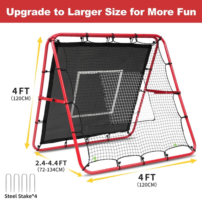 BAGAIL BAGAIL Double-Sided Rebounder Net, Football Nets, Adjustable Angles, Adjustable Structure, Rebound Net with Target for Skill Training, Portable Football Goals for the Garden, 120 x 120 cm - Image 2