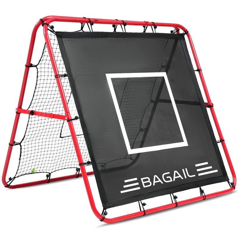 BAGAIL BAGAIL Double-Sided Rebounder Net, Football Nets, Adjustable Angles, Adjustable Structure, Rebound Net with Target for Skill Training, Portable Football Goals for the Garden, 120 x 120 cm - Image 1