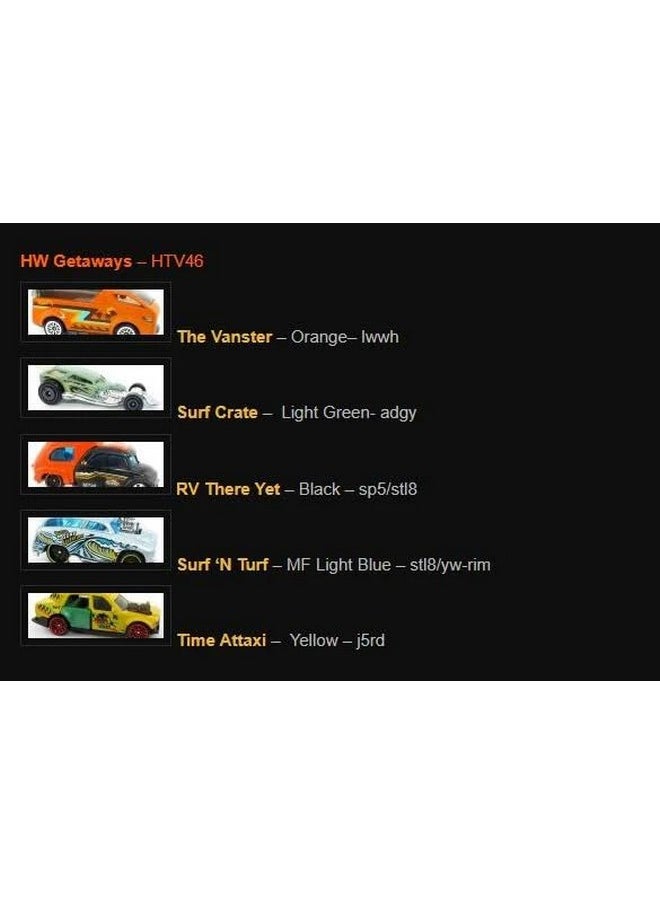 مجموعة من 5 قطع من سيارات Hot Wheels 2024 HW Getaways (Time Attaxi، وSurf Crate، وRV There Yet، وSurf N Turf، وThe Vanster) متعددة الألوان - pzsku/Z378D919478B1D39BBBD7Z/45/_/1740119073/0b3f83e3-e107-4a94-b985-71d0f6e07c13