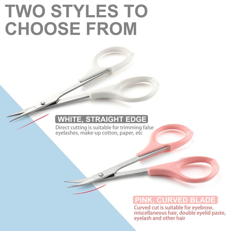 Pafason Stainless Steel Curved and Straight Beauty Cosmetic Eyebrow Grooming Scissor Set with Safety Cap for Trimming Shaping Eyelash Extensions - Image 5